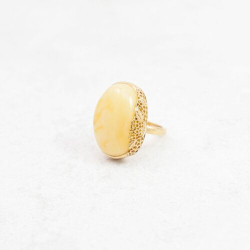 Natural Baltic Amber Ring Egg Yolk Amber Gold Vintage Amber Engagement Ring Filigree Amber Ring Butterscotch Amber Engagement Gold Ring