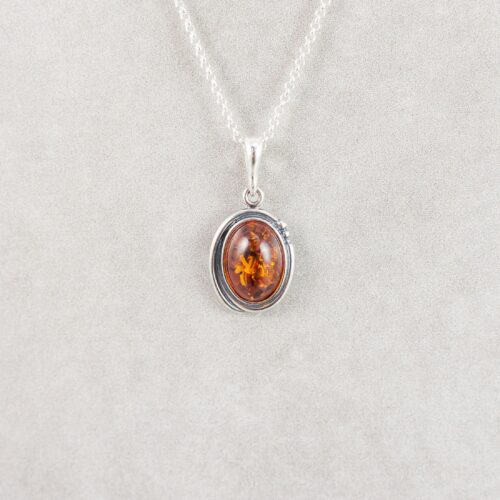 Classic Baltic Amber Pendant Necklace Amber Necklace in Baltic Amber and Sterling Silver Amber Silver pendant necklace Baltic amber jewelry - Pendant+chain