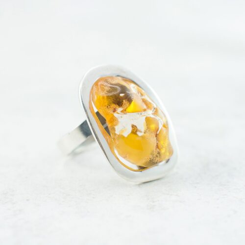 Baltic Amber Ring, Butterscotch Amber Ring, Raw Amber Ring, Natural Amber Ring, Amber Statement Ring, Untreated Amber Adjustable Ring, Gift