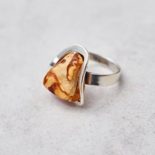 Baltic Amber Ring Silver Ring Honey Amber Orange Amber Unique Adjustable Amber Ring Aesthetic Natural Amber Sterling Silver Ring Jewellery