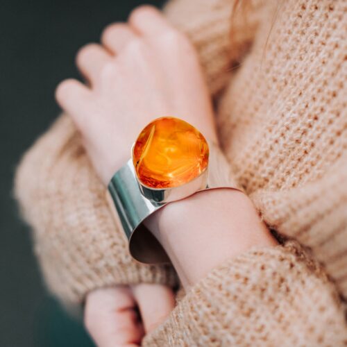 Luxury Amber Cuff Bracelet Baltic Amber Statement Bracelet Huge Amber Stone Bracelet Amber Bangle Bracelet Wrist Cuffs Bracelet Amber Jewel