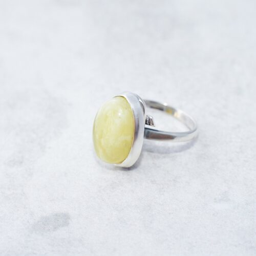 Natural Baltic Amber Ring Natural White Amber Stone Ring Oval Amber Engagement Ring Sterling Silver Ring Gift for Her