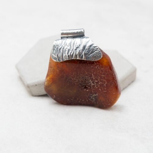 Dark Baltic Amber Pendant Necklace Raw Irregular Amber Stone Rustic Contemporary Jewellery Statement