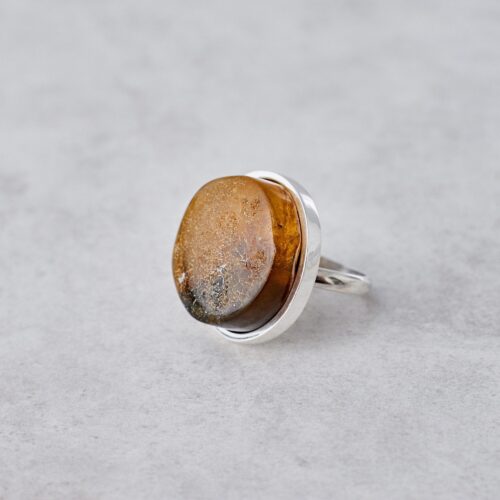 Boho Baltic Amber Ring Amber and Silver Ring Genuine Amber Ring Amber Statement Ring Amber Stone Ring Raw Gemstone Ring Sterling Silver Ring