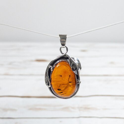 Baltic Amber Pendant Necklace Natural Amber Stone Pendant Sterling Silver Pendant Necklace Vintage Cognac Amber Pendant Amber Jewellery