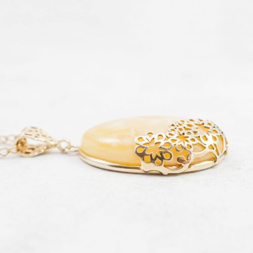 OOAK Butterscotch Amber Pendant Necklace Egg Yolk Amber Pendant Filigree Baltic Amber Pendant Yellow Amber Necklace Gold Pure Amber Necklace