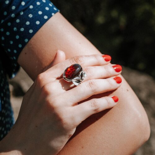 Classic Baltic Amber Ring Genuine Baltic Amber Engagement Ring Handmade Sterling Silver Ring Floral Pattern Ring