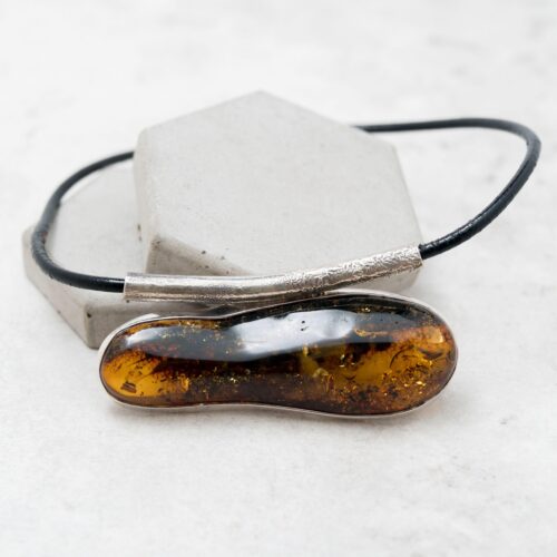 Green Amber Pendant Necklace Natural Amber Stone Necklace Gemstone Statement Pendant Christmas Gift