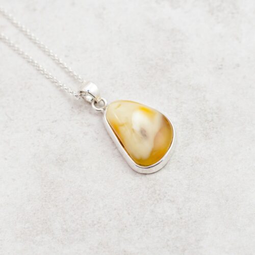 Cloudy Baltic Amber Pendant Natural Baltic Amber Pendant Necklace Genuine Amber Necklace White Amber Pendant Necklace Baltic Amber Jewellery