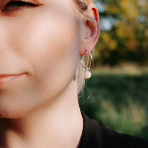 Baltic Amber Hoop Earrings Sterling Silver Hoop Earrings Amber Silver Earrings Natural Amber Earrings Amber Dangle Earrings