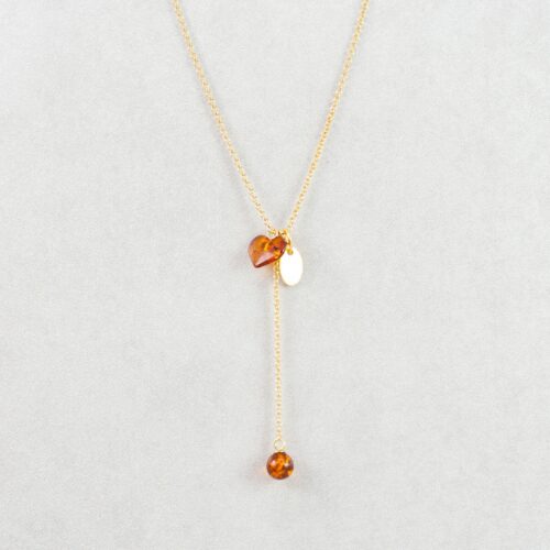 Initial Necklace in Baltic Amber and Sterling Silver Personalised Baltic Amber Pendant Necklace Amber Heart Necklace Gold Plated Silver - Necklace only