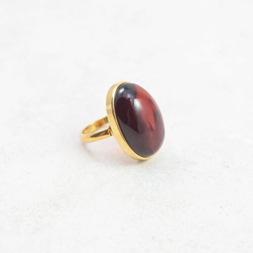 Classic Baltic Amber Ring Cherry Amber Oval Ring Vintage Engagement Ring Natural Baltic Amber Ring Gold Amber Jewellery Amber Gift