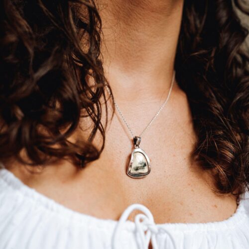 Blue Amber Pendant Necklace White Amber Necklace Amber Gift for Her Amber Silver Pendant
