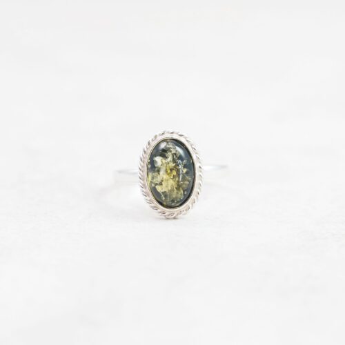 Classic Baltic Amber Ring Green Amber Ring Oval Amber Engagement Ring Dainty Silver Ring Amber Sterling Silver Ring Natural Amber Ring - T