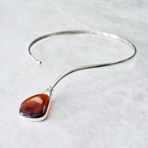Exclusive Baltic Amber Necklace Natural Amber Stone Necklace Sterling Silver Necklace for Woman Cherry Amber Pendant Necklace for Woman