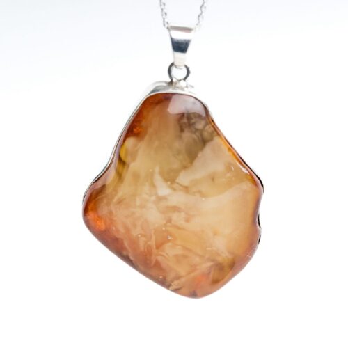 Natural Baltic Amber Pendant Unique Statement Amber Necklace Handmade Amber Silver Jewelry Large