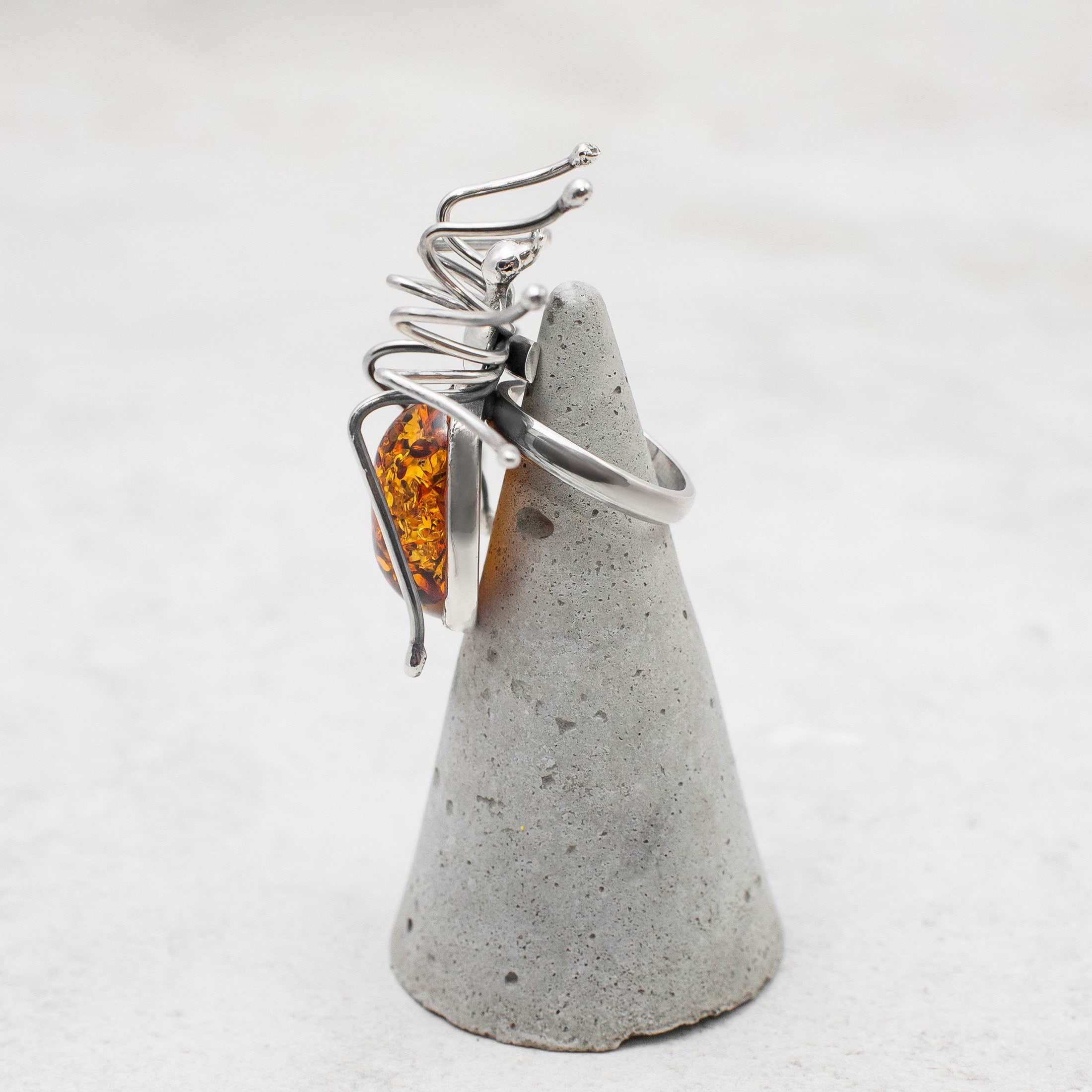 Spring Large Amber Ring Baltic Amber Spider Ring Sterling Silver Ring Spider Adjustable Ring Amber Gift for Her Genuine Amber Jewellery - Image 8