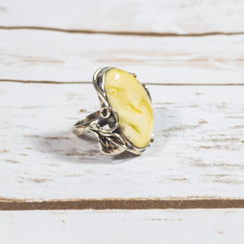 Natural Baltic Amber Ring Sterling Silver Unique Ring Frame White Yellow Amber Ring Sterling Silver 925 Amber Ring Handmade Christmas Gift