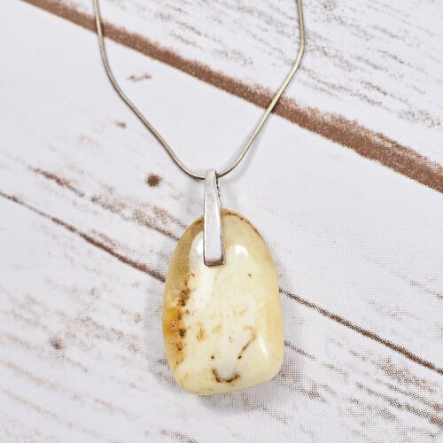 Genuine Natural Baltic Amber Pendant White Amber Pendant Sterling Silver Pendant Amber Genuine Amber Natural Amber Valentines Free Shipping